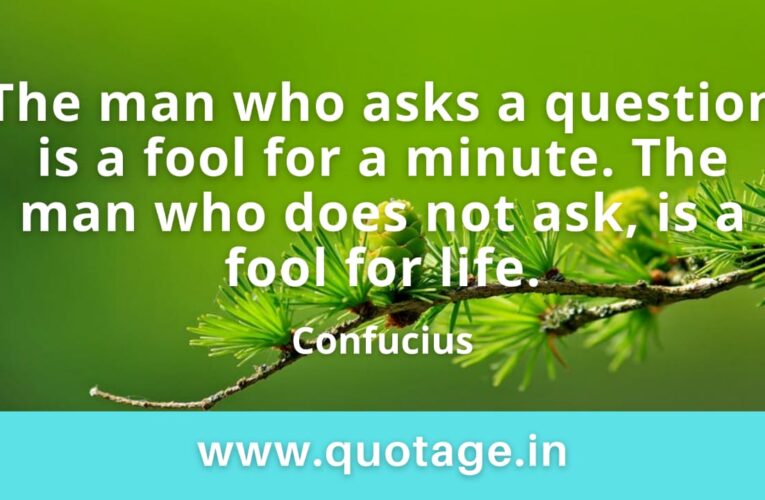 “The man who asks a question is a fool for a minute. The man who does not ask, is a fool for life..” — Confucius