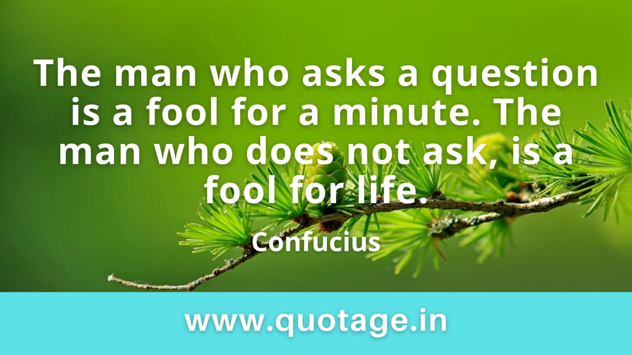 Read more about the article “The man who asks a question is a fool for a minute. The man who does not ask, is a fool for life..” — Confucius