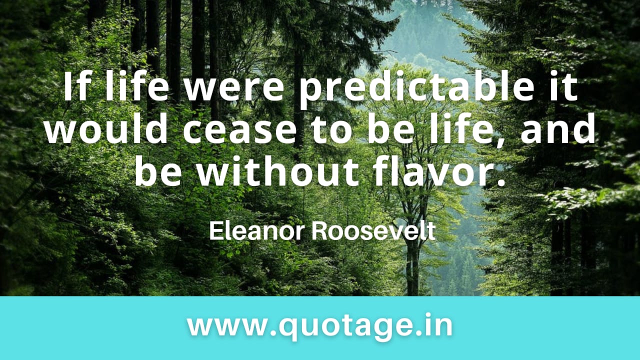 You are currently viewing “If life were predictable it would cease to be life, and be without flavor.” – Eleanor Roosevelt