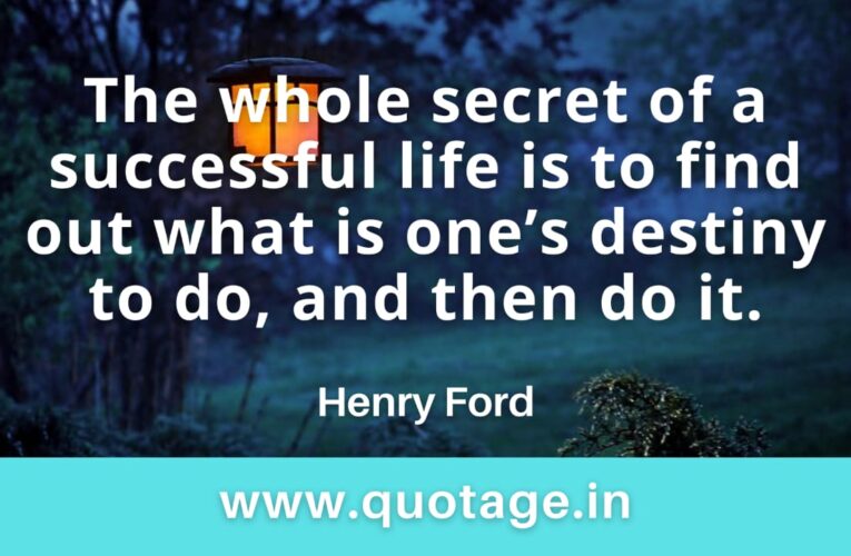 “The whole secret of a successful life is to find out what is one’s destiny to do, and then do it.”– Henry Ford
