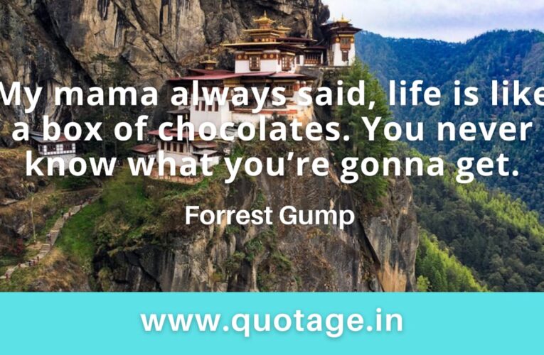 “My mama always said, life is like a box of chocolates. You never know what you’re gonna get.” — Forrest Gump  