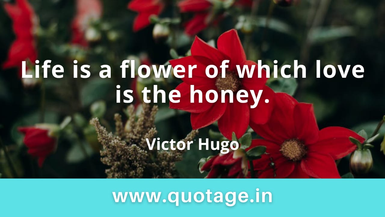 You are currently viewing “Life is a flower of which love is the honey.” — Victor Hugo 
