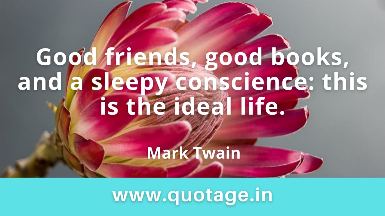 You are currently viewing “Good friends, good books, and a sleepy conscience: this is the ideal life.” — Mark Twain 