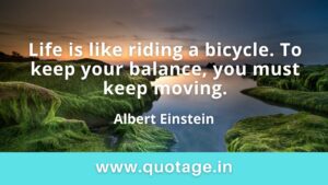 Read more about the article “Life is like riding a bicycle. To keep your balance, you must keep moving.” — Albert Einstein