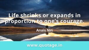 Read more about the article  “Life shrinks or expands in proportion to one’s courage.” – Anais Nin 