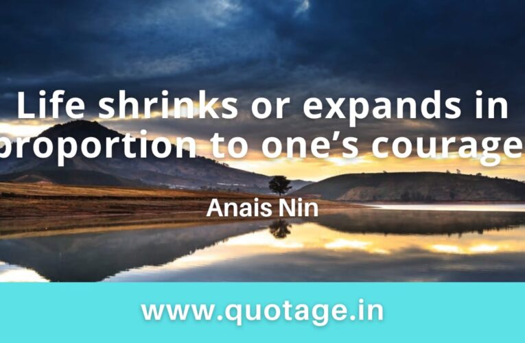  “Life shrinks or expands in proportion to one’s courage.” – Anais Nin 